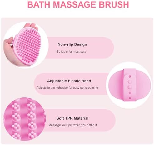 2 PCS Pink Pet Washing Gloves with Dog Bath Scrubber
