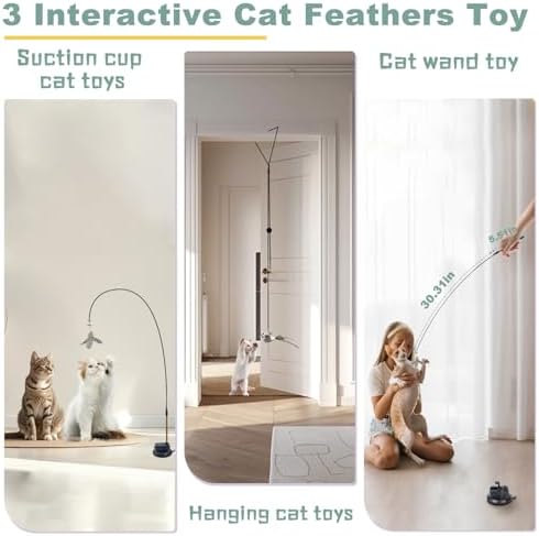 7-in-1 Kitten Toys for Indoor Cats with Washable Adhesive Suction Cup, Hanging Interactive Cat Toys, Silvervine Stick and Sisal Chew Rope Catnip Teething Toy for Bored Kitten