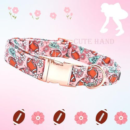 Dog Collars, Fall Pet Collar Rugby Print Pet Collar Durable Metal Collar Cute Soft Puppy Collars Adjustable Dog Collar for X-Small Dogs