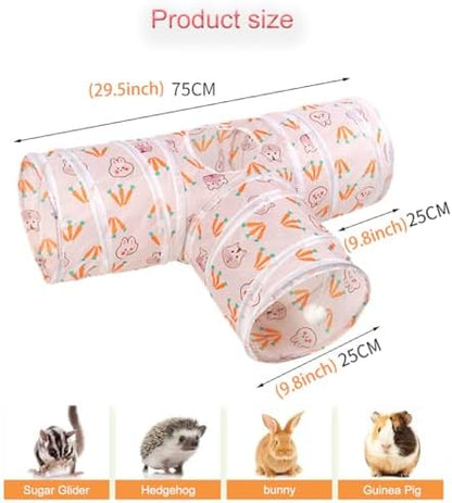 3 Way Washable Rabbit Hideout Toys, Guinea Pig Tunnels & Tubes