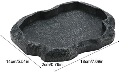 AYNEFY Reptile Food Water Rock Bowls,Resin Reptile Feeder Lizard Feeding Dish Amphibian Feeder Bowl Terrarium Decor for Bearded Dragons Leopard Gecko Frog Snake(Emerald
