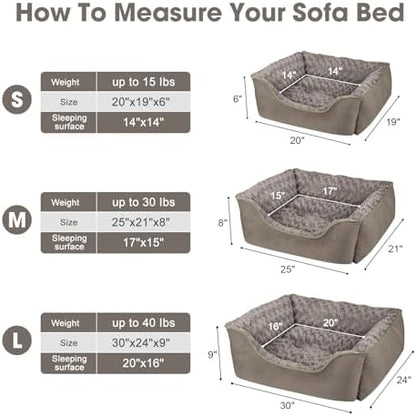 JOEJOY Rectangle Dog Bed for Large Medium Small Dogs Machine Washable Sleeping Dog Sofa Bed Non-Slip Bottom Breathable Soft Puppy Bed Durable Orthopedic Calming Pet Cuddler, Multiple Size, Dark Brown
