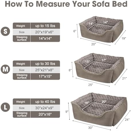 JOEJOY Rectangle Dog Bed for Large Medium Small Dogs - Washable Orthopedic Sofa Bed, Soft Breathable Puppy & Pet Cuddler, Durable Calming Dog Bed with Anti-Slip Bottom, Multiple Sizes, Dark Brown