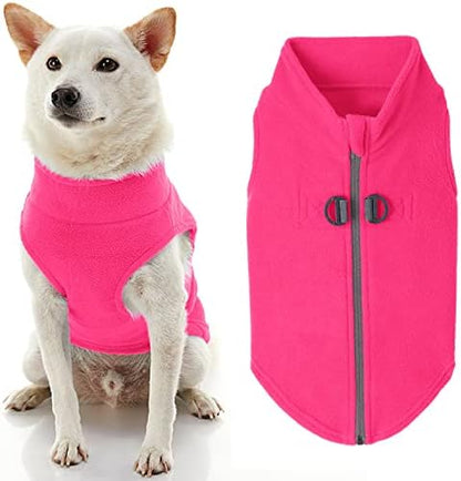 Gooby Zip-Up Fleece Dog Sweater, Pink, Large