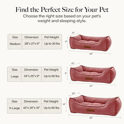 Modern Threads Luxury Dog Bed - Comfortable Tufted Velvet Cushion for Small to Large Dogs - Machine Washable - Durable & Cute Sleep Space for Pets - Pamper Your Pet with Cozy Beds - Rosewood