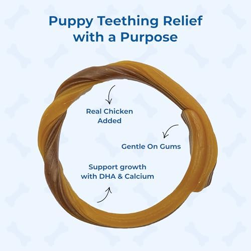 N-Bone Grain-Free Puppy Teething Rings, Chicken Flavor, Natural Puppy Teething Chews, Helps Soothe Teething Gums, Calcium Enriched, 6 Rings
