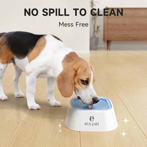 ELS PET No Spill Dog Cat Bowl 35oz 1L Anti Slip Travel Water Dispenser Blue