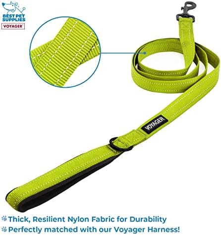 Best Pet Supplies Voyager Step-in Lock Pet Harness w Reflective Pet Leash Combo Set with Neoprene Handle 5ft - Supports Small, Medium and Large Breed Puppies/Cats - Lime Green Set, XXS