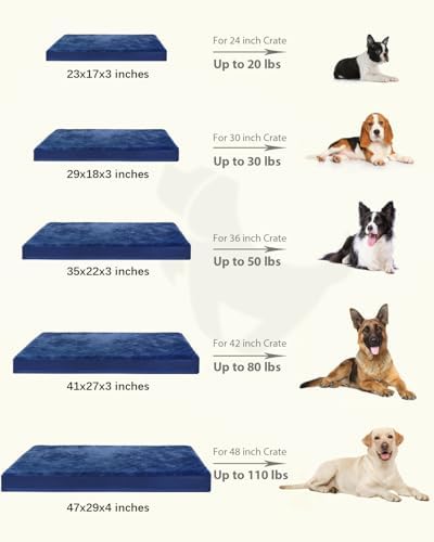 KSIIA Orthopedic Dog Bed for Large Dogs with Waterproof Lining, Blue, 35x22