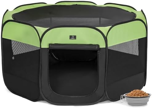 A 4 Pet 50.39-in Dog Playpen, Small Dogs & Puppies, Green+Black
