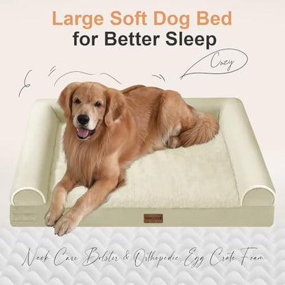 NANUYA Orthopedic Dog Bed for Jumbo Dogs, 53 x 42 Inch, Beige