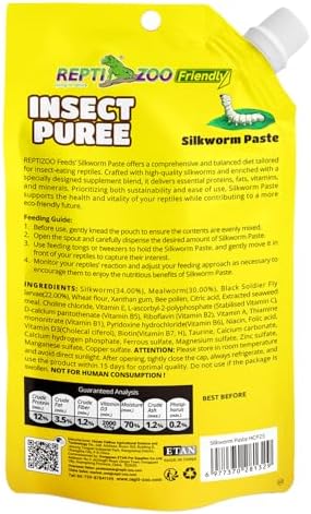 Gecko Food Insect Puree, Silkworm Paste Reptile Food Made with Fresh Insects