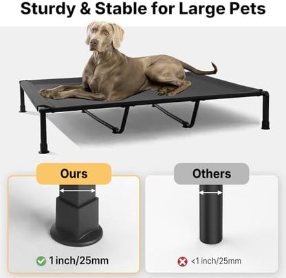 Veehoo Elevated Dog Bed with Fluffy Plush Bolster Cushion, Dog Couch Bed
