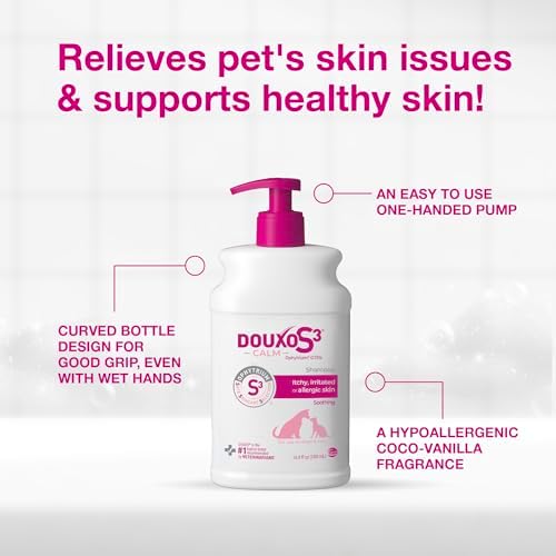 Douxo S3 Calm Dog Shampoo for Itchy Skin Relief, Dog Shampoo for Allergies and Itching, Soothes Itchy, Irritated or Allergic Skin For Dogs and Cats, 16.9 fl oz