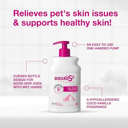 Douxo S3 Calm Dog Shampoo for Itchy Skin Relief, Dog Shampoo for Allergies and Itching, Soothes Itchy, Irritated or Allergic Skin For Dogs and Cats, 16.9 fl oz
