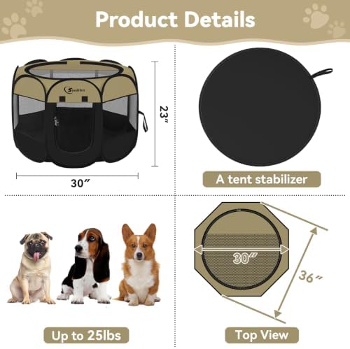 Siedihit Dog Cat Playpen, Medium Puppy Pet Playpen, Dog Crate Tent Cage