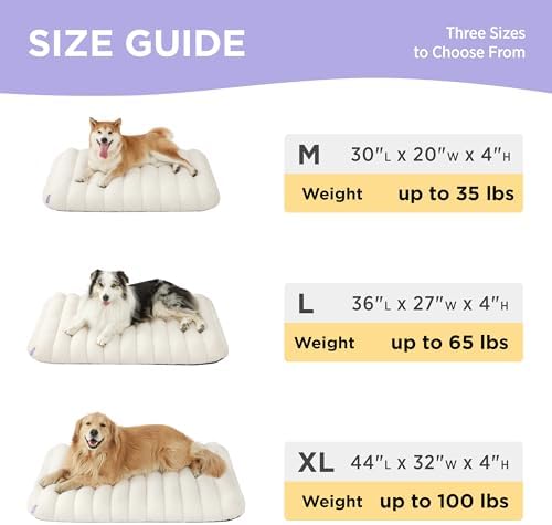 LE SURE Cute Orthopedic Dog Bed Large Sized Dog, Flat Pet Mat,36x27in Cream