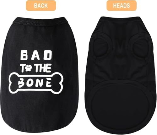 Discover Cozy Cotton Canine Wear: Soft, Lightweight, and Breathable Dog Shirt Vest with Eye-Catching Graphics(Bad to The Bone), Keeping Your Furry Friend Warm and Comfy! Grey S