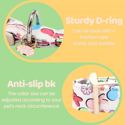 Dog Collars, Easter Colorful Rabbit Print Pet Collar Holiday Cute Durable Adjustable Pendant Gift Collar with Quick Release Plastic Buckle for Small Dogs