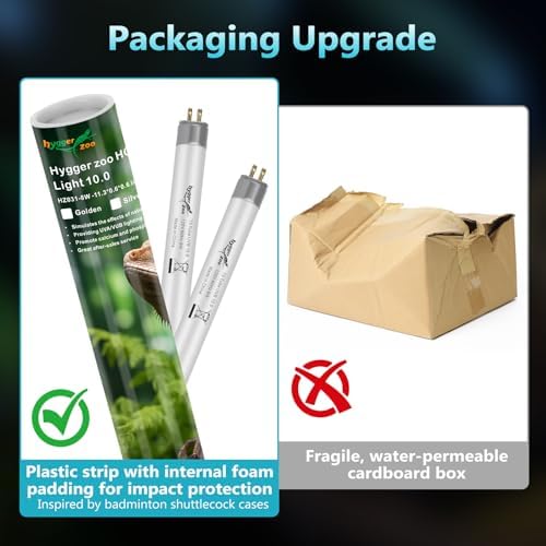 2-Pack UVB Reptile Light 10.0 Bulb 24W T5 Fluorescent Desert Lamp UVA for Bearded Dragon Tortoise Reptile & Amphibian