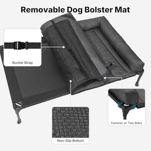 Veehoo Outdoor Elevated Dog Bed with Waterproof Bolster Cushion, Cooling