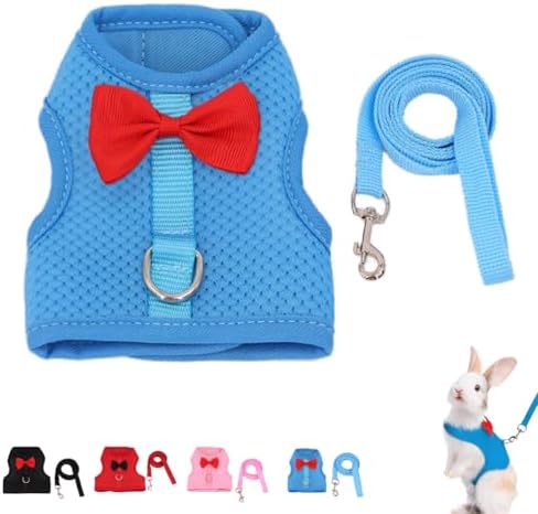 Rabbit Leash and Harness Set for Walking Escape Proof, Blue S