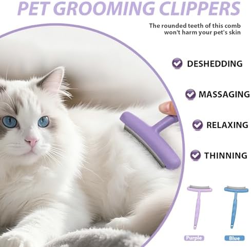 Pet Deshedding Brush for Dogs Cats, All Hair Types Grooming Tool (Blue)