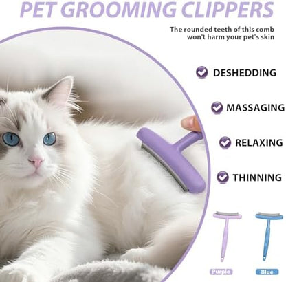 Pet Deshedding Brush for Dogs Cats, All Hair Types Grooming Tool (Blue)