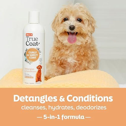 True Coat Curly or Wavy Dog Shampoo, 5 in 1 Detangles & Conditions with Oat Milk, Coconut Oil & Shea Butter, 16 oz