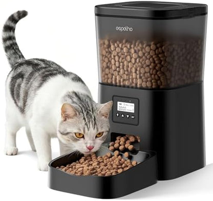 Espelho Automatic Cat Feeder- 4L Timed Cat Food Dispenser 1-6 Meals Control for Cat and Small Dog- Auto Pet Feeder with Desiccant Bag Keep Fresh for Reliable Easy Set Up and Clean- Voice Recorder