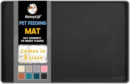 MateeyLife Silicone Cat & Dog Food Mat for Floors Waterproof, Anti-Slip Dog Bowl Mats for Food and Water, Pet Feeding Mats with Lip to Prevent Spills, Pet Placemat for Messy Drinkers to Protect Floors