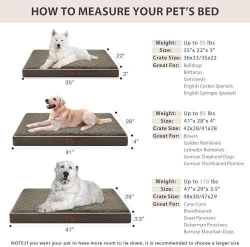 WNPETHOME Orthopedic Waterproof Large Dog Bed for Crate Cozy Sleep
