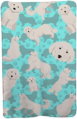 Caroline's Treasures MLM1036TBLT Great Pyrenees Soft Travel Blanket with Bag Airplane Blanket, Indoor Outdoor Camping Blanket for Traveling, Picnics, Beach Trips, Concerts