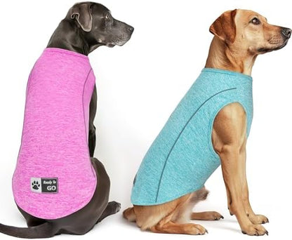 KYEESE 2Pack Reflective Dog Shirt, Lightweight Sun Protection Dog T Shirts for Large Dogs, Breathable Sleeveless Pet Tank Top Summer Dogs Clothes for Night Walking Outdoor, Lake Blue+Rose Red, 3XL