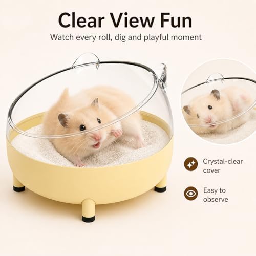 Meow&Woof Hamster Sand Bath Container, Large Sandbox Toilet Gerbil Batheoom, Tiny Chinchilla Dust Bathtub Sand Bath Box for Hamster Cage Accessories 5.2 Inch-White