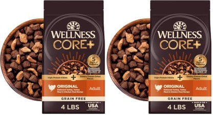 Wellness CORE RawRev Grain-Free Dry Dog Food, Natural Ingredients, Made in USA with Real Freeze-Dried Meat (Adult, Turkey, 4 lbs) (Pack of 2)