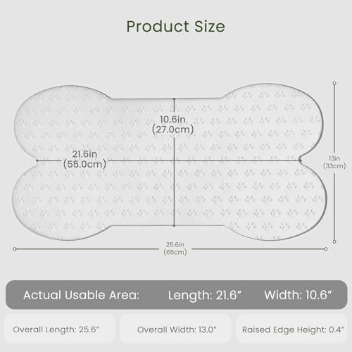 PWTAA Dog Food Mat Anti-Slip Silicone Dog Bowl Mat Thicker Pet Placemat Waterproof Cat Feeder Pad with Raised Edge Puppy Kitten Feeding Mats Suitable Small Medium-Sized Dogs Cats Eating Tray