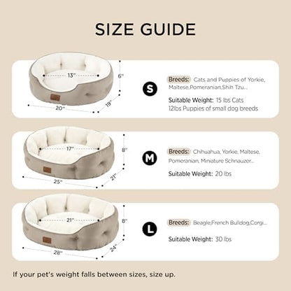 Bedsure Small Dog Bed Washable,Round Cat Beds for Indoor Cats,20in Grey