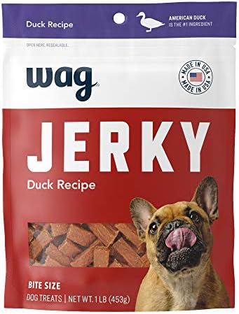 Amazon Brand - Wag Soft & Tender American Jerky Dog Treats – Duck Bites, 16 Ounce (Pack of 1)