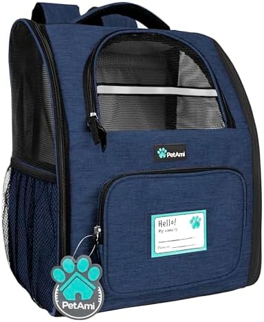 PetAmi Dog Backpack Carrier Airline Approved Cat Pet Puppy Bag, Navy