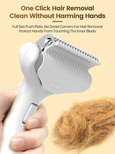 Dematting Comb and Deshedding Brush for Double-Coated Dogs and Cats,Undercoat Rake Pet Brush for long haired and Matted Fur Pets,Grooming Tool for Kitten, Puppy and Rabbit (White)