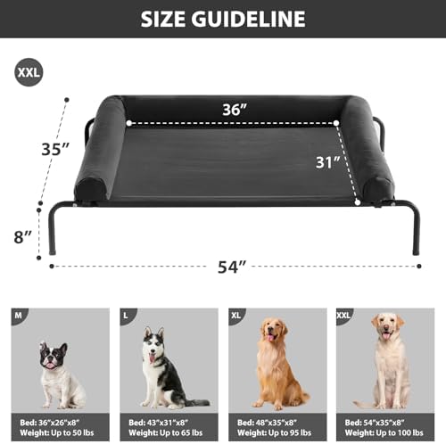 RRPETHOME Large Elevated Cooling Cot, Portable Outdoor Raised Dog Bed