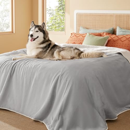 Bedsure Waterproof Blanket for Bed Soft Sherpa Fleece Throw,King 108"x86"