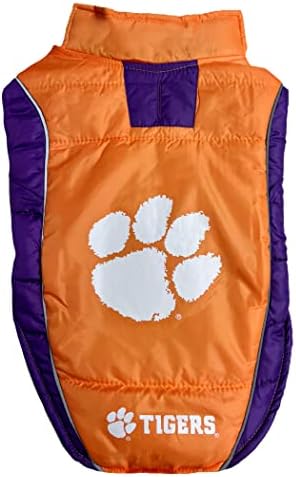 Pets First Collegiate Clemson Tigers Puffer Vest for Dogs & Cats. Size Large. Warm, Cozy, and Waterproof Dog Coat, for Small and Large Dogs/Cats.