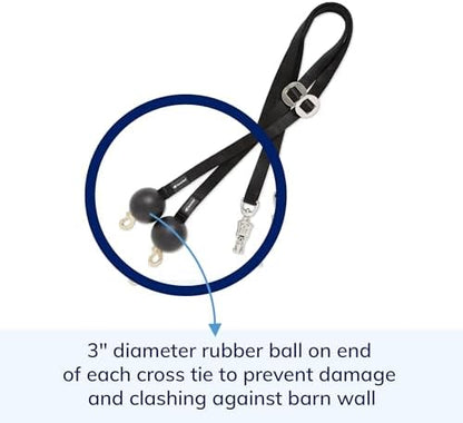 SmartEquine Quiet Drop Horse Cross Ties, Sold in Pairs (2), Black