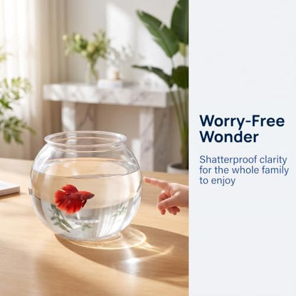 POPETPOP Plastic Aquarium Betta Fish Tank 1 Gallon Clear Goldfish Bowl Unbreakable Round Fish Vases Bowl for Home décor Wedding Event Party Goldfish Lovers
