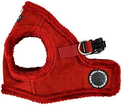 Puppia Terry Vest Dog Harness Step-in Winter Suede Warm No Choke No Pull Training Walking for Small and Medium Dog, Wine, Large