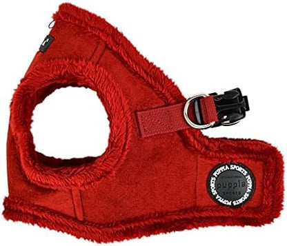 Puppia Terry Vest Dog Harness Step-in Winter Suede Warm No Choke No Pull Training Walking for Small and Medium Dog, Wine, Large