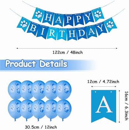 Dog Birthday Party Supplies, Dog Birthday Bandana Set, Blue