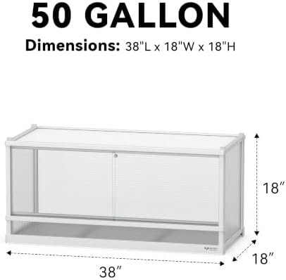 50 Gallon Reptile Tank, Reptile Enclosure for Easy Maintenance, Top Screen Ventilation & Glass Sliding Door 38''x18''x18''